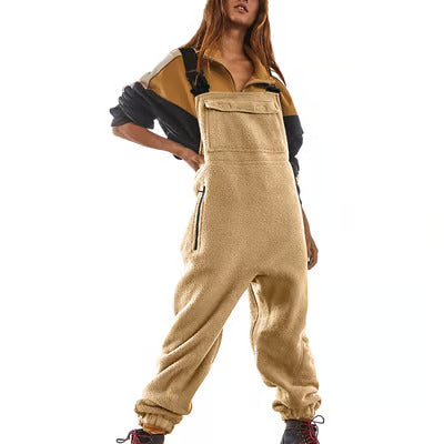 🎁LAST DAY 50% OFF 📢Women's Fleece Warm Overalls Loose Casual Jumpsuits