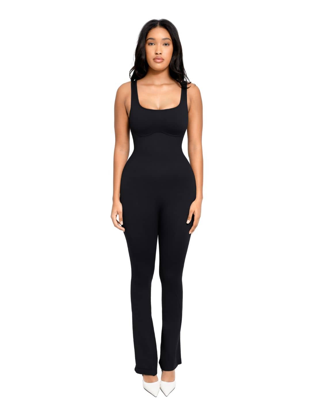 Square Neck U-Back Flared Jumpsuit