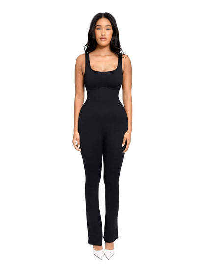 Square Neck U-Back Flared Jumpsuit