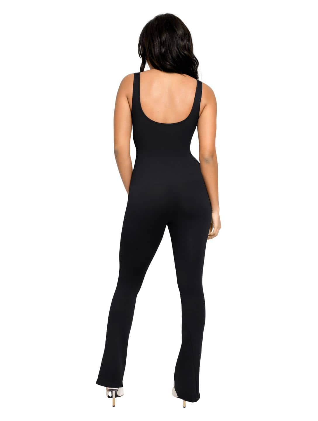 Square Neck U-Back Flared Jumpsuit