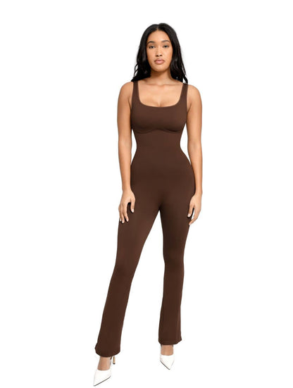 Square Neck U-Back Flared Jumpsuit